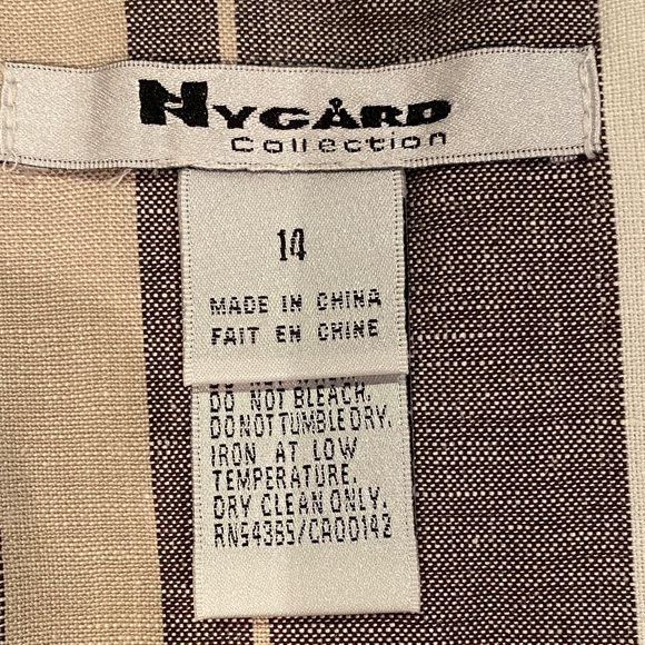 NYGARD Cream Brown Plaid Asym Wrap Midi Skirt Linen Blend D-Ring US 14 - Picture 10 of 16